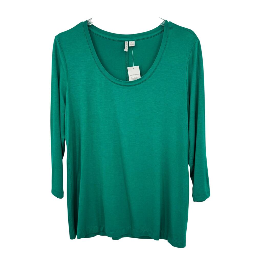 Cato blouse women's large scoop neck 3/4 sleeve stretch emerald green NEW